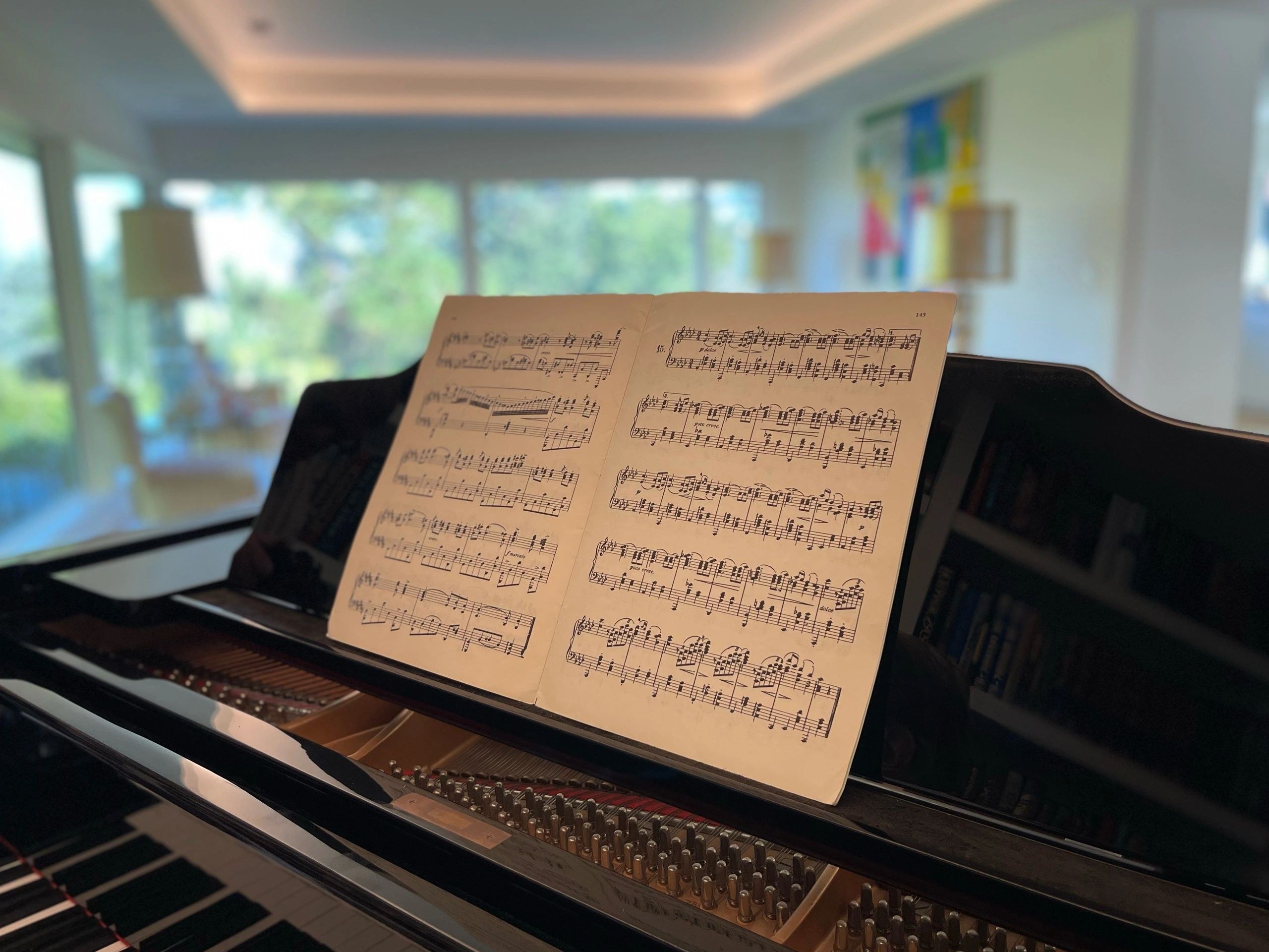 Sheet music on a grand piano
